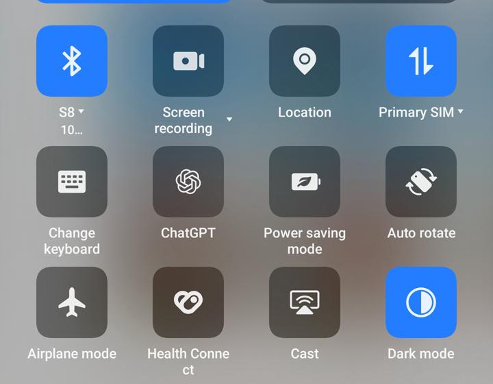 Android Quick Settings panel with the Screen recording tile