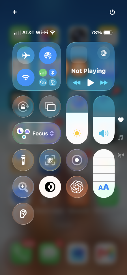 iPhone Control Center with the screen-record button circled